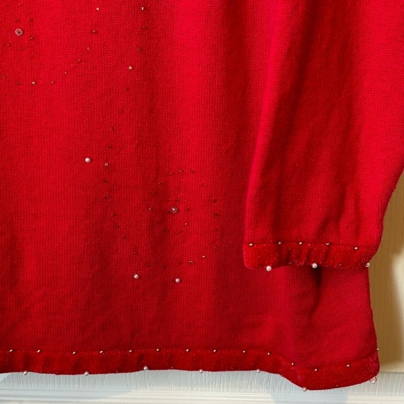Quacker Factory Christmas Holidays Sweater with Beaded Gold Reindeer Size 2X - Picture 8 of 11